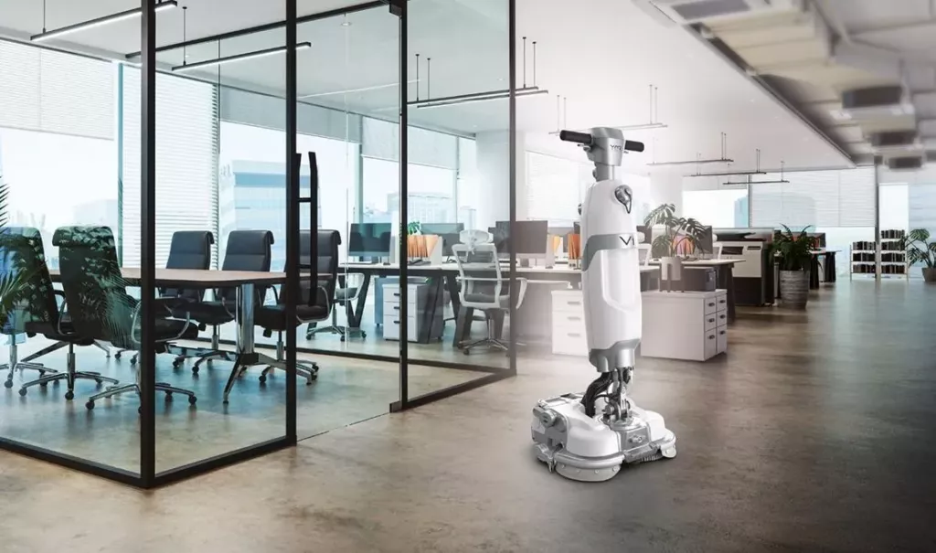 Autolaveuse YOR V1 dans un open space de bureaux